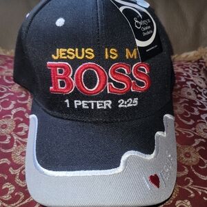 Black Cap with Red and Yellow Embroidery